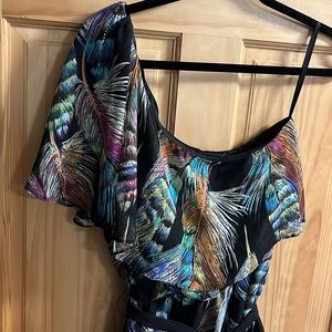 One-Shoulder Feather Dress